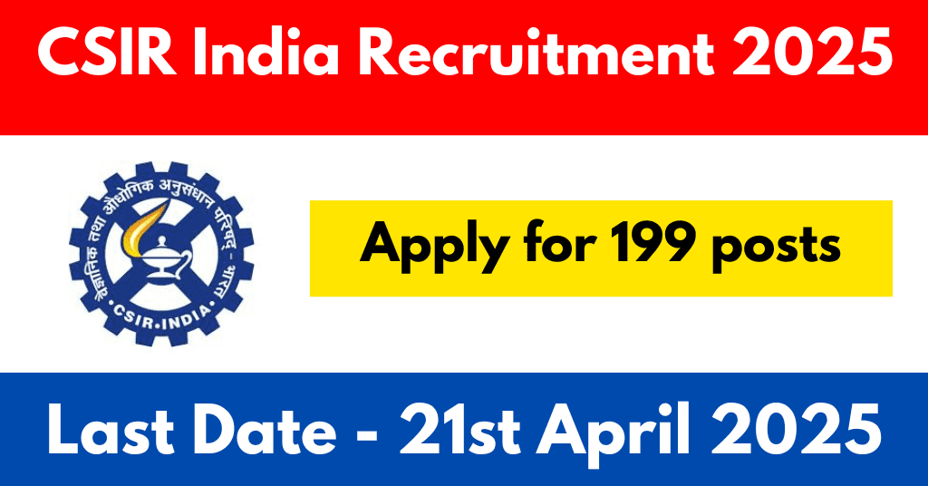 CSIR India Recruitment 2025 – Apply now for 199 posts