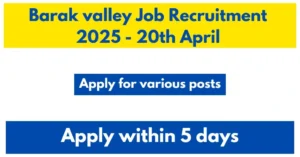 Barak valley Job Recruitment 2025 - 20th April